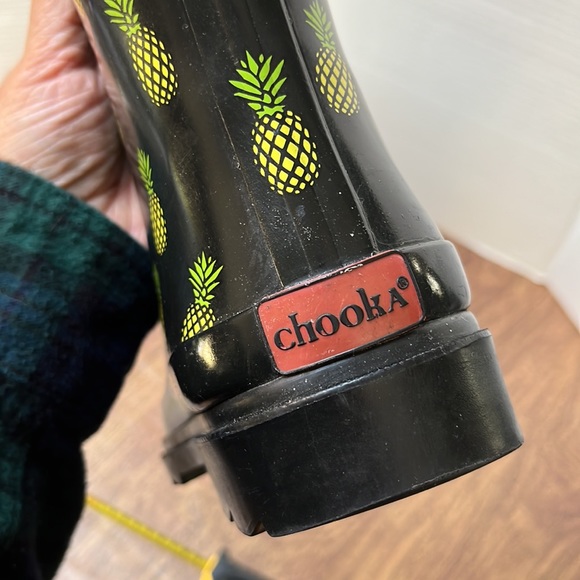 Chooka Women’s Black Pineapple Topic Rubber Rain Boots Size 6 - Picture 15 of 17